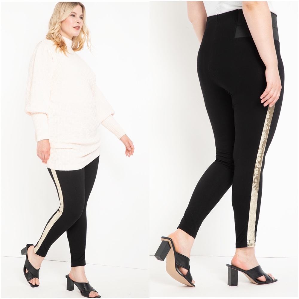 ELOQUII Miracle Flawless Legging with Silver Sequin Side Stripe